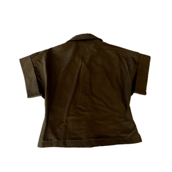 Olive Green LVIR Shirt Short Sleeve Button Up Relaxed Fit Utility Pockets - Picture 8 of 9